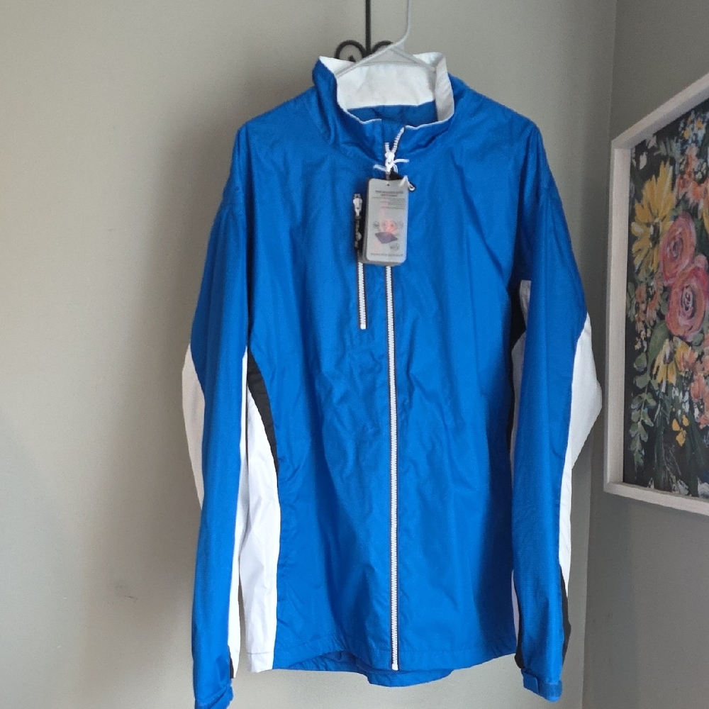 Blue and White Windbreaker for Men Size 3X NWT